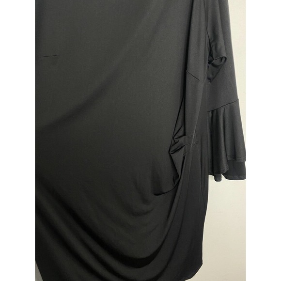 ASHLEY STEWART BLACK BELL SLEEVE Stretch Draped DRESS Plus Sz 26/28 NWT - Picture 3 of 5